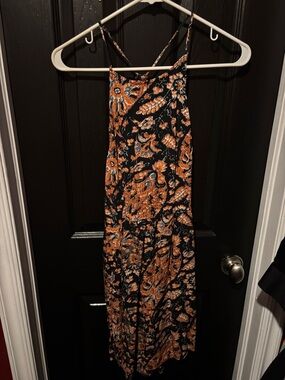 Abercrombie & Fitch Black Maxi Dress with Orange Floral Print